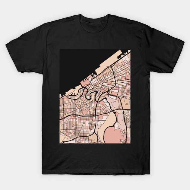 Cleveland Map Pattern in Soft Pink Pastels T-Shirt by PatternMaps